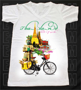 เสื้อยืดคอวีพร้อมสกรีนลายแหล่งท่องเที่ยว ลายประเทศไทย